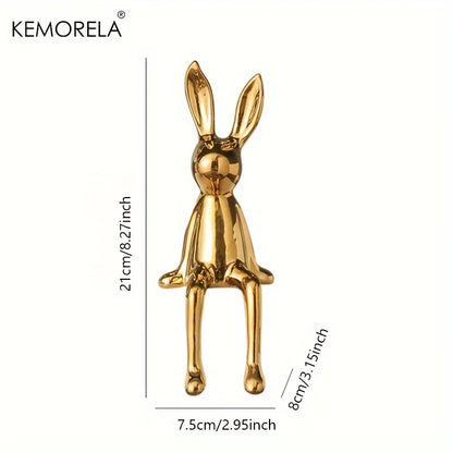 Lièvre de luxe : lapin à longues oreilles en céramique pour décoration d'intérieur